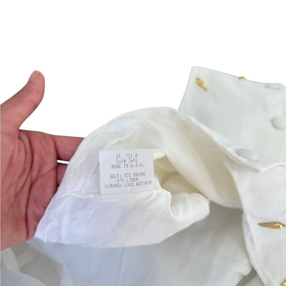 Vtg CACHE Dress Womens off white size 10 Linen blend - Picture 11 of 16